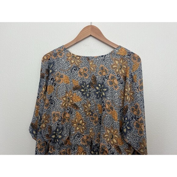 Free People Sky Combo Teegan Mini Dress Long Sleeve Asymmetrical Boho Festival S - Picture 7 of 9